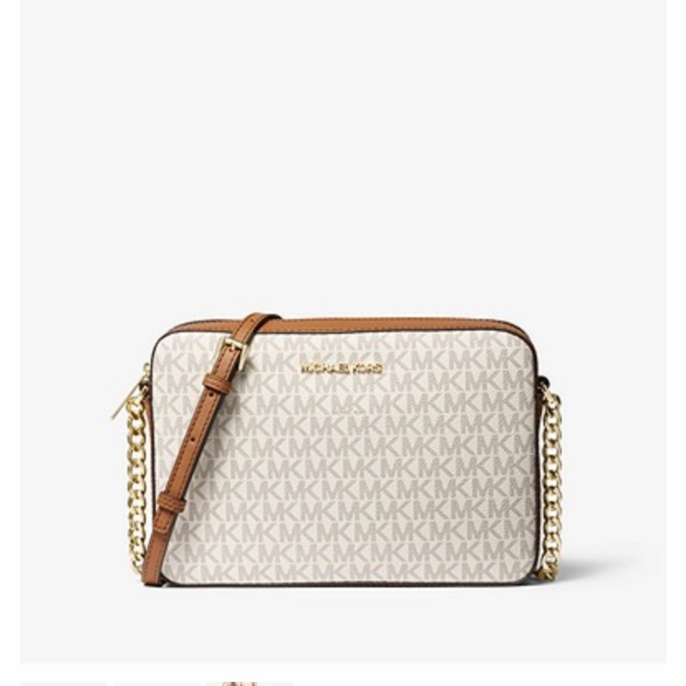 Micheal Kors Jet Set Large Printed Logo Crossbody Bag Vanilla BRAND NEW